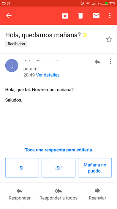 Cómo funcionan las respuestas inteligentes de Gmail en Android