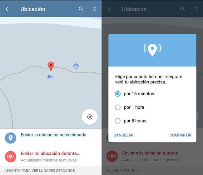 compartir ubicación telegram