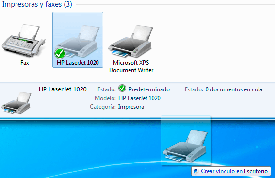 acceso directo impresora escritorio