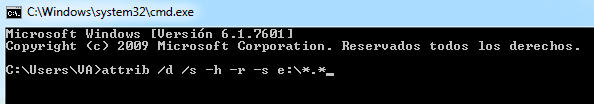 comando attrib consola